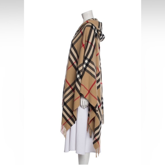 Brown Burberry Check Shawl Cape with Hood - Picture 2 of 15